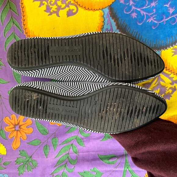 Kelly & Katie 10 womens flats black white chevron flexible point toe shoes - Picture 7 of 7